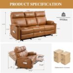 Power Reclining Sofa - 3 Seater Recliner Sofás, PU Leather Sofa, Home Theater Seating with Flipped Middle Backrest, Power Recliner Couch for Living Room(Brown) - Image 3