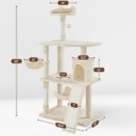 Yaheetech 63.5in Extra Large Cat Tree Condo with Sisal-Covered Scratching Post Plush Perch Hammock, Cat Tower Activity Center Kitten Furniture Play House - Image 4