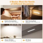 Gritin 10.2inch Under Cabinet Lighting Rechargeable 2 Pack- 3 Color Temps&5 Level Brightness, Super Bright, 4 Modes, Motion Sensor, Long Lasting - Easy Installation Magnetic Under Closet Lights - Image 5
