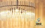 Shrine Lighting Drum Chandeliers, Modern Design, Chrome Pendant Light Fixture for Living Space, D18'' x H17'', Adjustable Chains 59", E12*5 Sockets, Clear Glass Lampshade & Chrome Finish Frame - Image 5