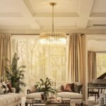 Shrine Lighting Drum Chandeliers, Modern Design, Chrome Pendant Light Fixture for Living Space, D18'' x H17'', Adjustable Chains 59", E12*5 Sockets, Clear Glass Lampshade & Chrome Finish Frame - Image 7