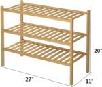 3 Tier Bamboo Shoe Rack for Closet Free Standing Wood Shoe Shelf Storage Organizer for Entryway Small Space Stackable 27"x11"x20" (Natural) - Image 4
