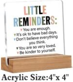 Inspirational Motivational Gifts Employee Appreciation Gifts Little Reminders You are Enough Clear Desk Decorative Sign Acrylic Sign With Wooden Stand for Office Desk Table Shelf - Image 3