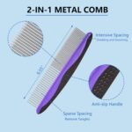 5-in-1 Dog & Cat Extra Long Pin Grooming Kit Slicker Brush for Large Dogs Cats Remove Loose Fur, Undercoat Brush for Shedding, Dematting Comb & Cleaner for Long Haired Pets - Image 5