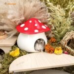 Niteangel Ceramic Hamster Habitat Hideout: - Hideaway House for Syrian Dwarf Hamster Mice Gerbils Lemmings or Other Similar-Sized Small Pet (Mushroom-Shaped) - Image 5