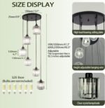 Long Chandelier for High Ceilings Modern Crystal Long Pendant Light Raindrop Drop Lamp Hanging Flush Mount Chandelier Ceiling Light for Staircase Foyer Living Room Entryway 6 Lights - Image 7