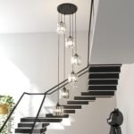 Long Chandelier for High Ceilings Modern Crystal Long Pendant Light Raindrop Drop Lamp Hanging Flush Mount Chandelier Ceiling Light for Staircase Foyer Living Room Entryway 6 Lights - Image 8