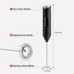 Bonsenkitchen Powerful Milk Frother for Coffee, Fast Handheld Drink Mixer with Stainless Steel Whisk, Battery Operated Hand Frother Stirrer Wand-Black - Image 5