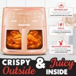 Gourmia 8 Qt Air Fryer, 8 Presets with Digital Display, FryForce 360° Technology, Easy View Window & Interior Light, Dishwasher Safe Basket, Peach - Image 5