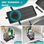 Sinnsally Kitchen Sponge Holder,2 Tier Sink Caddy Organizer with High Brush Holder,Stainless Steel Sink Box Dish Scrubber Holder,Soap Tray for Kitchen Counter Accessories & Storage Rack (Black) - Image 3