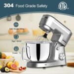 Household Stand Mixer with 6.5 Quart Bowl, Electric Food Mixer 10+p Speeds 660W, Kitchen Tilt-Head Bread Dough and Cake Mixers with Dough Hook, Whisk, Beater, Splash Guard - Image 4