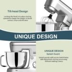 Household Stand Mixer with 6.5 Quart Bowl, Electric Food Mixer 10+p Speeds 660W, Kitchen Tilt-Head Bread Dough and Cake Mixers with Dough Hook, Whisk, Beater, Splash Guard - Image 6