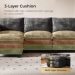 KKL 120" Modular Sectional Sofa for Living Room, U-Shaped 6 Seater Convertible L-Shaped Cloud Couch with Ottoman, Chenille Modern Sectional Couches for Living Room, Apartment, Grey - Image 6