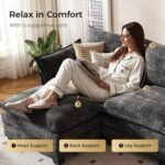 KKL 120" Modular Sectional Sofa for Living Room, U-Shaped 6 Seater Convertible L-Shaped Cloud Couch with Ottoman, Chenille Modern Sectional Couches for Living Room, Apartment, Grey - Image 7