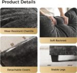 KKL 120" Modular Sectional Sofa for Living Room, U-Shaped 6 Seater Convertible L-Shaped Cloud Couch with Ottoman, Chenille Modern Sectional Couches for Living Room, Apartment, Grey - Image 8