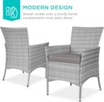 Best Choice Products 5-Piece Indoor Outdoor Wicker Dining Set Furniture for Patio, Backyard w/Square Glass Tabletop, Umbrella Cutout, 4 Chairs - Gray - Image 3