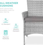 Best Choice Products 5-Piece Indoor Outdoor Wicker Dining Set Furniture for Patio, Backyard w/Square Glass Tabletop, Umbrella Cutout, 4 Chairs - Gray - Image 5