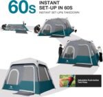 Camping Tents 4/6 Person Pop Up Instant Tent - Setup in 60s for Family Camping, Windproof Design, Family Cabin Tent with Rainfly & Backpack Carry Bag - Image 6