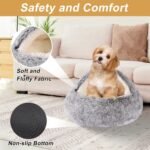 Dog Beds for Small Dogs, Cat Bed Cave, Washable Cute Cat Bed, Cozy Nook Pet Bed for Dogs or Cats, Anti-Slip Puppy Bed Fits up to 22 lbs Pets(Grey, 24" x 24") - Image 6