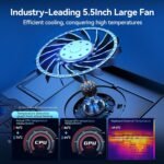 llano V12 RGB Laptop Cooling Pad, Gaming Laptop Cooler, Laptop Cooling Fan Stand with 5.5 Inch Powerful Turbofan, for 15.6-19in Laptop, Adjustable Speed, Touch Control, LCD Screen, Black (RGB) - Image 3