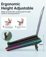 llano V12 RGB Laptop Cooling Pad, Gaming Laptop Cooler, Laptop Cooling Fan Stand with 5.5 Inch Powerful Turbofan, for 15.6-19in Laptop, Adjustable Speed, Touch Control, LCD Screen, Black (RGB) - Image 5
