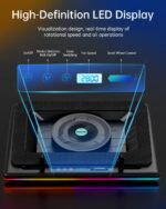 llano V12 RGB Laptop Cooling Pad, Gaming Laptop Cooler, Laptop Cooling Fan Stand with 5.5 Inch Powerful Turbofan, for 15.6-19in Laptop, Adjustable Speed, Touch Control, LCD Screen, Black (RGB) - Image 6