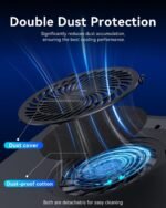 llano V12 RGB Laptop Cooling Pad, Gaming Laptop Cooler, Laptop Cooling Fan Stand with 5.5 Inch Powerful Turbofan, for 15.6-19in Laptop, Adjustable Speed, Touch Control, LCD Screen, Black (RGB) - Image 7