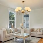 Vintage Glass Dining Chandelier 5 Light Antique Brass Chandelier Light Fixtures Mid Century Modern Sputnik Ceiling Light Fixture Large Gold Globe Pendant Light for Living Room - Image 8