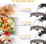 Stand Mixer, 7.5QT Kitchen Electric Food Mixer 10-Speed Tilt-Head Dough Mixer for Baking&Cake, with Stainless Steel Bowl, Whisk, Dough Hook, Beater, Splash Guard (660W) BLACK MC1 - Image 4