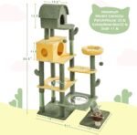 Yaheetech Cactus Cat Tree, Large Cat Tree for Indoor Cats, Multi-Level Cat Tower with 2 Large Condo, Scratching Posts, 2 Acrylic Clear Bowls and Dangling Balls, 68.5in - Image 4