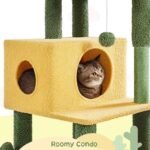 Yaheetech Cactus Cat Tree, Large Cat Tree for Indoor Cats, Multi-Level Cat Tower with 2 Large Condo, Scratching Posts, 2 Acrylic Clear Bowls and Dangling Balls, 68.5in - Image 7