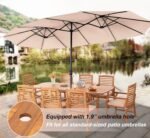 PHI VILLA 7 PCS Acacia Wood Outdoor Dining Set for 6, Expandable Teak Wooden Table & Chairs with Cushions, Farmhouse Dining Furniture Set for Patio, Deck, Yard - Image 5