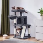 Yaheetech Cat Tree Tower, 40-Inch Condo with Hammock, Oversized Soft Platform, Scratching Board, Basket, Pet Beds & Furniture for Large Kittens, Dark Gray - Image 3