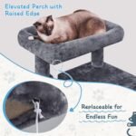 Yaheetech Cat Tree Tower, 40-Inch Condo with Hammock, Oversized Soft Platform, Scratching Board, Basket, Pet Beds & Furniture for Large Kittens, Dark Gray - Image 5
