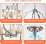 Brushed Nickel Chandelier Large 4-Light Modern Farmhouse Pendant Lighting Fixtures for Dining Room Living Room Bedroom Kitchen Island Home Office - Image 4
