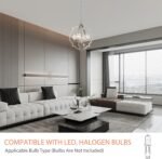 Brushed Nickel Chandelier Large 4-Light Modern Farmhouse Pendant Lighting Fixtures for Dining Room Living Room Bedroom Kitchen Island Home Office - Image 6