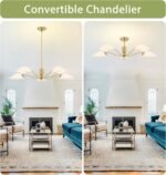 MEXO Modern Glass Chandeliers, Sputnik Chandelier Gold Pendant Lighting Fixture Glass Shade Ceiling Light for Dining Room Kitchen Island - Image 7