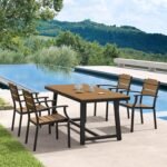Outdoor Dining Chairs, Patio Dining Chairs, HDPS All-Weather Material Outdoor Chairs, Patio Chairs Set of 4 for Patio, Lawn, Garden, Indoor and Backyard, Brown-Oil Printed - Image 3