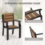 Outdoor Dining Chairs, Patio Dining Chairs, HDPS All-Weather Material Outdoor Chairs, Patio Chairs Set of 4 for Patio, Lawn, Garden, Indoor and Backyard, Brown-Oil Printed - Image 6