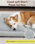 Washable Dog Bed for Large Dog, XL Crate Bed Plush Pet Kennel Pad with Non-Slip Bottom, Pet Sleeping Mat, 41x27 inch, Light Gray - Image 3
