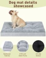 Washable Dog Bed for Large Dog, XL Crate Bed Plush Pet Kennel Pad with Non-Slip Bottom, Pet Sleeping Mat, 41x27 inch, Light Gray - Image 4