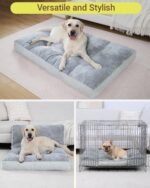 Washable Dog Bed for Large Dog, XL Crate Bed Plush Pet Kennel Pad with Non-Slip Bottom, Pet Sleeping Mat, 41x27 inch, Light Gray - Image 6