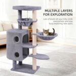 45in Cat Tree Tower with Big Condo for Indoor Cats,Cat Tower with Scratching Post,Scratching Board and Cat Toys,Multi-Level,Small Space,Transformer Cat Tree (Grey+) - Image 4