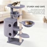45in Cat Tree Tower with Big Condo for Indoor Cats,Cat Tower with Scratching Post,Scratching Board and Cat Toys,Multi-Level,Small Space,Transformer Cat Tree (Grey+) - Image 5