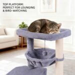 45in Cat Tree Tower with Big Condo for Indoor Cats,Cat Tower with Scratching Post,Scratching Board and Cat Toys,Multi-Level,Small Space,Transformer Cat Tree (Grey+) - Image 6