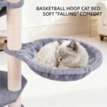 45in Cat Tree Tower with Big Condo for Indoor Cats,Cat Tower with Scratching Post,Scratching Board and Cat Toys,Multi-Level,Small Space,Transformer Cat Tree (Grey+) - Image 7