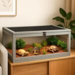 Tortoise Habitat Indoor,Outdoor Reptile Enclosure,Wooden Tortoise House Outdoor,Tortoises Enclosure Indoor (Grey) - Image 4