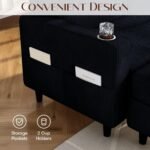 Convertible Sectional Couches for Living Room, 3 Seats L Shaped Sofa with Storage Ottoman and 2 Cup Holders, Modern Corduroy Couch Small Sofas for Small Space Apartment Office, Black - Image 4