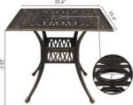 VINGLI 5 Pieces Outdoor Patio Dining Set, Cast Aluminium Patio Furniture Set with 4 Chairs and 1 Umbrella Table for Yard, Garden, Porch and Poolside, Bronze - Image 9