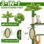 55 Inch Large Cat Tree Tower for Indoor Cats with Hammock Green Leaves Sisal Scratching Post, Plush Hang Ball Play Furniture for Kittens & Adult Cats,New Green - Image 6